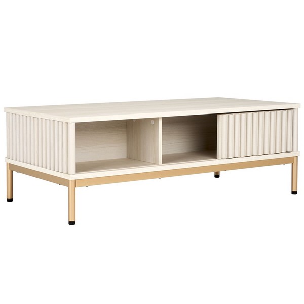 Hometios Furniture - Coffee Table with Fluted Sliding Door