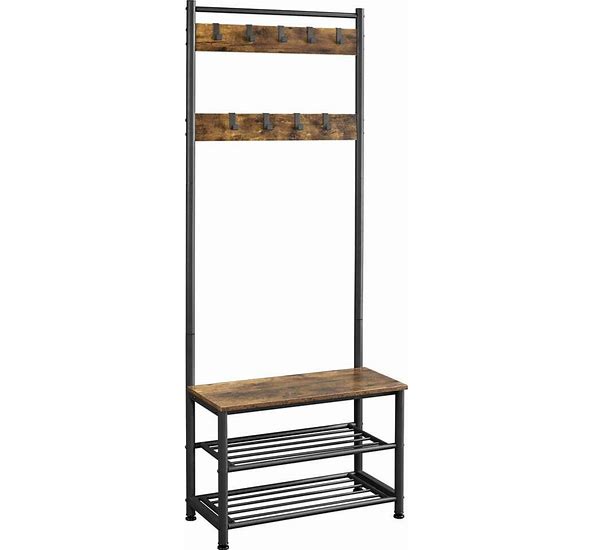 Hometios Furniture - Industrial Hall Tree with Shoe Storage