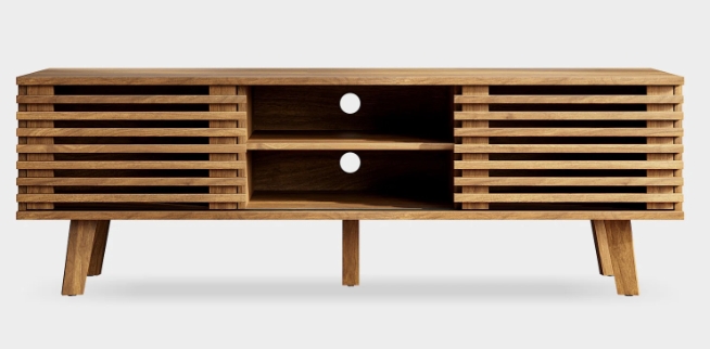 Hometios Furniture - Traditional TV Stand with 2 Sliding Doors