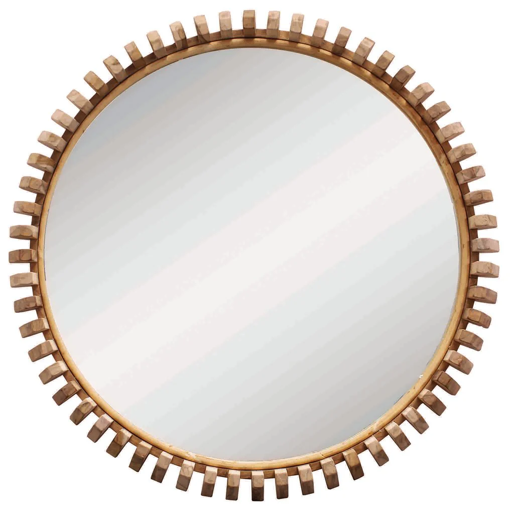 Hometios Furniture - Wood Frame round mirror
