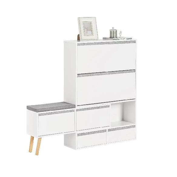 Hometios Furniture - 2 Door Shoe Cabinet with Bench